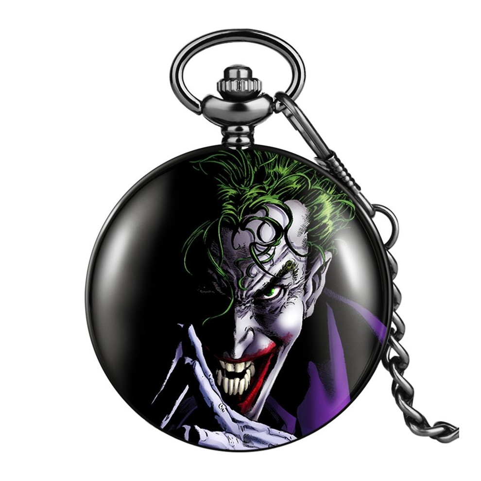 Cartoon Movie Green Haired Clown Wack Pattern Pocket Watch Steampunk Chain Halloween Cosplay Watches for Men Women-image-OPC-PBTJMWJ-NEW