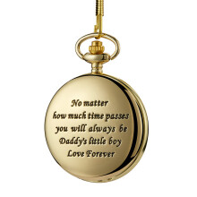 Quartz Pocket Watch from Dad Father's to Son Kids Children Birthday Present Fob Chain Rose Engraved Case Clock