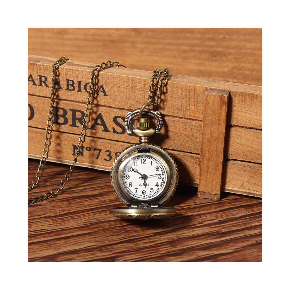 1pc Antique Bronze 3 Horses Case Engraved Quartz Pocket Watch With Necklace Chain Pendant Jewelry Gift For Birtday-image-OPC-PBTJNDH-NEW