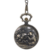 9037 Hot retro large thick chain bronze national treasure giant panda pocket watch belt waist chain