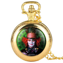 Retro Mens Pocket Watch Clown Pattern Pocket Watch for Boy Arabic Number Quartz Pocket Watches for Teenager