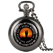 Vintage Pocket Watch for Boy Quartz Watch Pocket with Blessing for Child Creative Gift Engraved Love Dad Series Pocket Watches