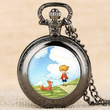 Quartz Mens Necklace Pocket Watch Cartoon Pattern Pocket Watch for Boy Arabic Number Pocket Watches for Teenager