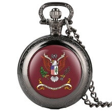 Mens Quartz Pocket Watch Eagle Red Pattern Pocket Watch for Boy Arabic Number Quartz Analog Watches for Teenager
