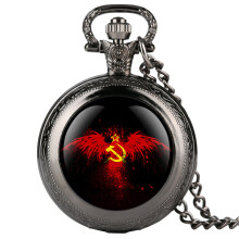 Mens Quartz Pocket Watch Eagle Party Emblem Pattern Pocket Watch for Boy Arabic Digital Pocket Watches for Teenager