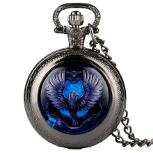 Necklace Quartz Analog Pocket Watch for Men Bule Eagle Pattern Pocket Watches for Teenager Novel Antique Pocket Watch for Boys