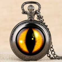 Quartz Mens Pocket Watch Yellow Vertical Pupil Pocket Watch for Boy Arabic Number Watches Gift for Teenager