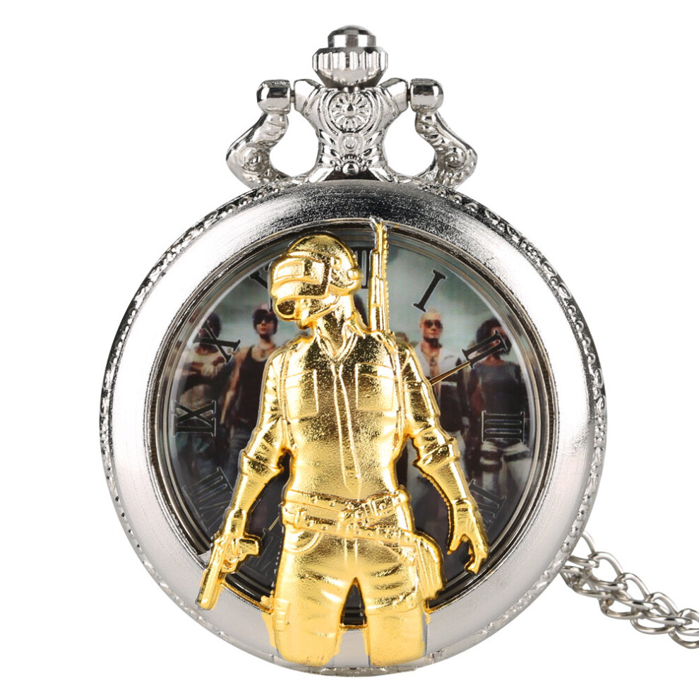 Hot Game Theme Quartz Silver Pocket Watch Cosplay Pendant Clock Top Necklace Pendant Chain Souvenir for Men Fans-image-OPC-PBTJKX7-NEW