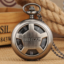 Grey Anime Theme Necklace Pocket Watch Quartz Movement Round Dial Display Pendant Retro Pocket Timepiece Anime Boys