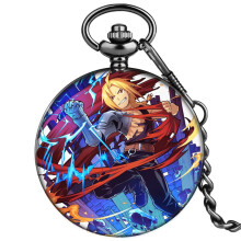 Fullmetal Alchemist Cartoon Anime Pattern Quartz Pocket Watch Alloy Antique Chain Timepiece for Kids Fans