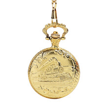 Embossed Running Steam Train Pocket Watch Chain Metal Casual Men's and Women's Accessories Fob Watch Antique