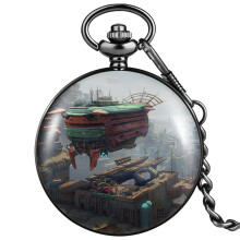 Personality Pocket Watch Strange And Special Aircraft Pattern Smooth Cover Comfortable Pendant Watch Birthday Gift For Boy