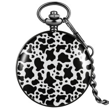 Pocket Watch Boy Girl Cow Spots Cuty Pattern Flip Cover Quartz Dial Comfortable Necklace Lovely Pendant Arrival