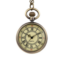 6014Retro double digital ancient Roman pocket watch bronze pendant children's belt chain