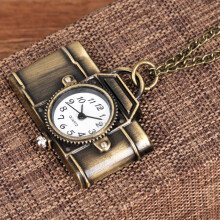 7018Fashion retro cartoon camera pattern quartz pocket watch children's with necklace