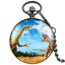 Two Dinosaurs Under The Sky Cloud Boy's Personality Quartz Pocket Watch Alloy Case Pocket Watch Pendant Watch