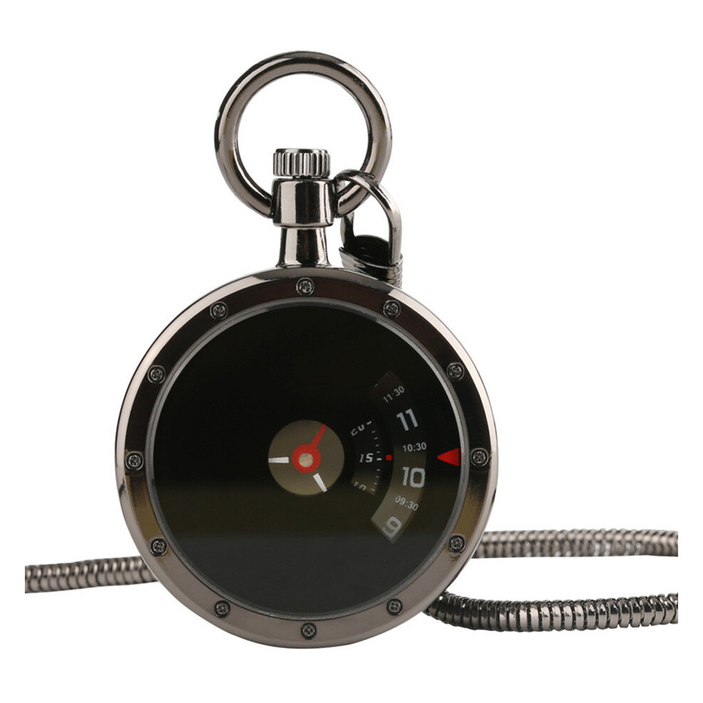 Vintage Retro Hollow Small Second Disk Movement Quartz Pocket Watch Pendant Gift With Chain Pocket Watches-image-OPC-PBTJPMY-NEW