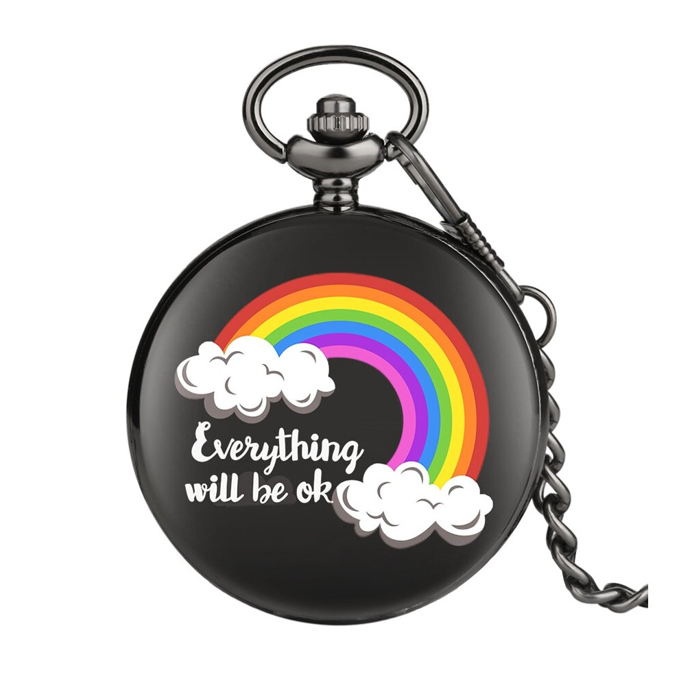 Colorful Rainbow Striped Sky and Clouds Quartz Pocket Watch Chain Jewelry Unique Good Mood Unisex Clock-image-OPC-PBTJPTV-NEW