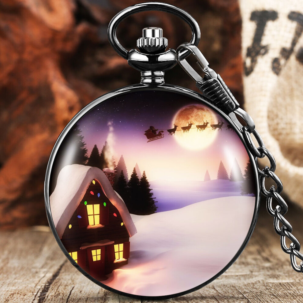 Quartz Pocket Watch Lovely Christmas Theme Pendant Necklace Chain for Family-image-OPC-PBTJPWY-NEW