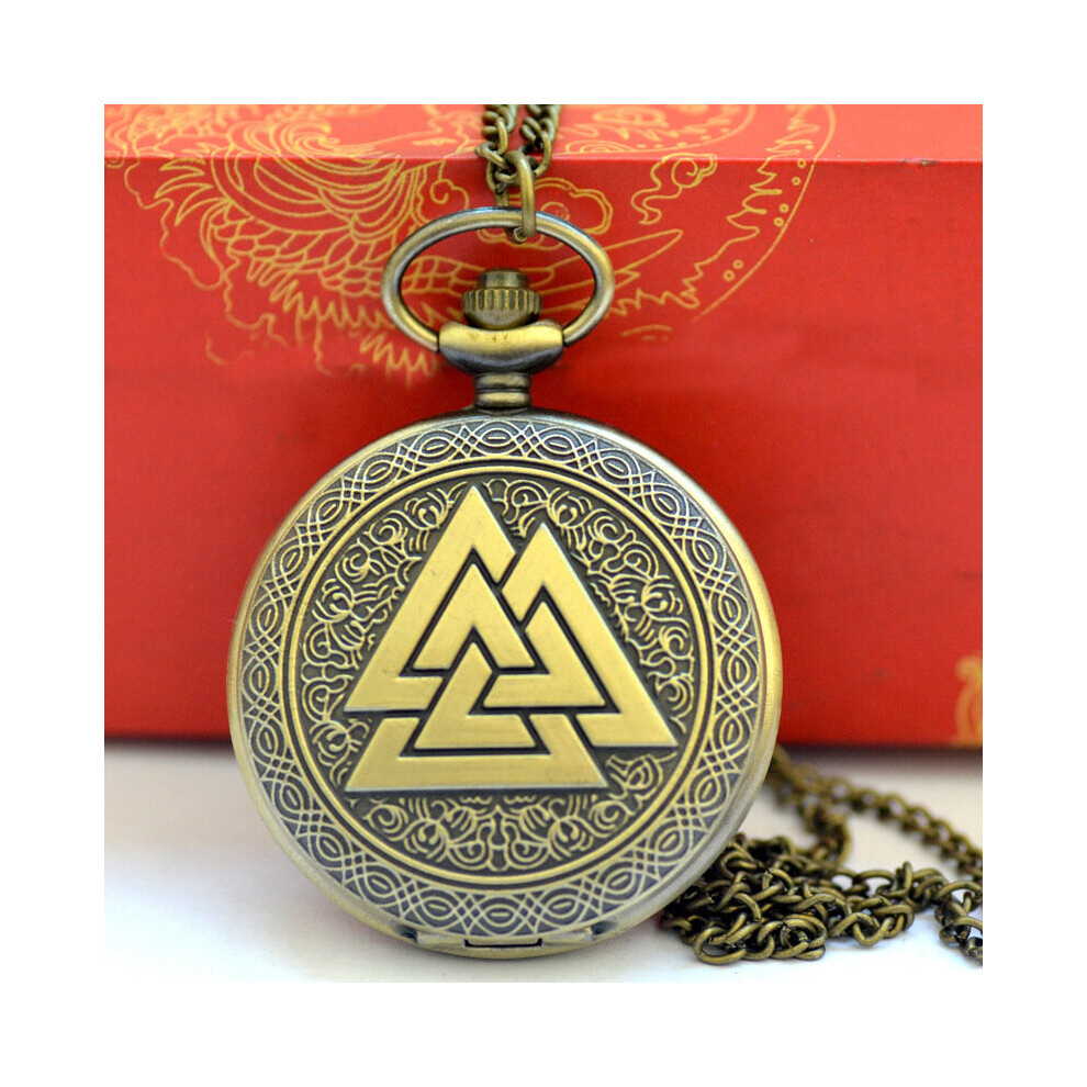 1014Triangle Pocket Watch Retro Stack Triangle Pyramid Pocket Watch Three Triangle Pocket Watch Multicoloured