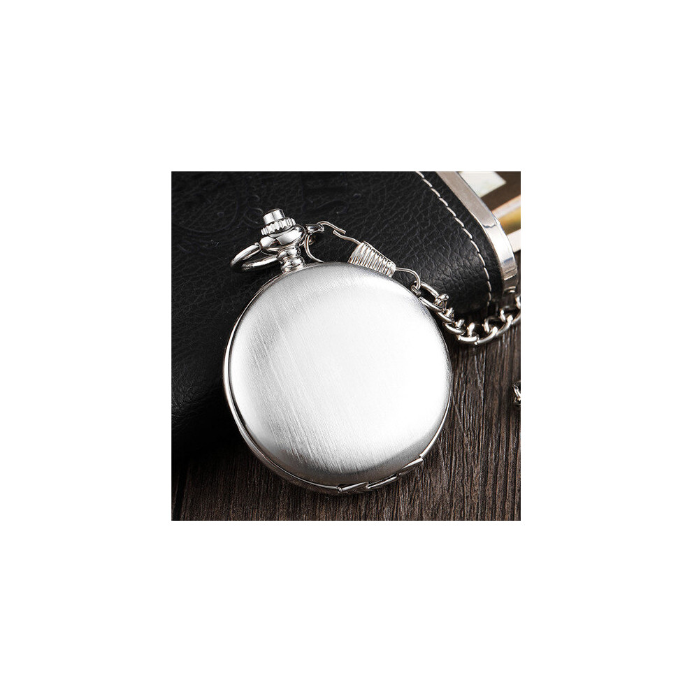 Silver Smooth Dial Mechanical Pocket Watch Men Roman Numerals Watch With Chain Skeleton Retro Hand Wind FOB Watch-image-OPC-PBTJPZD-NEW