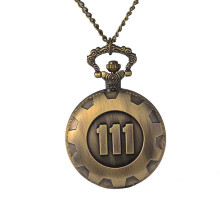 1062Retro bronze quartz pocket watch cartoon pattern pocket watch 3 Arabic numerals 111 pocket watch with necklace