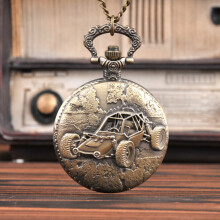 2003 Large Vintage Bronze Car with Four Wheels A Gift for Game Pocket Watch with waist chain