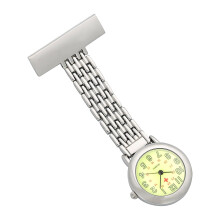 WEI PENG Nurses Lapel Pin Watch 24hr Military Time Analog Infection Control Watch Green Dial Reloj De Bolsillo
