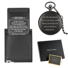 Male Gift Set Steampunk Pendant Quartz Pocket Watch Dial Soft Practical Leather Wallet To My Husband My Man