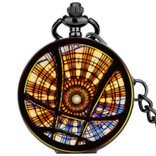 Pocket Watch with Chain Creative Magic Pattern Cover Quartz Pocket Watch Necklace Pendant Gift for Boyfriend Rel?gio De Bolso