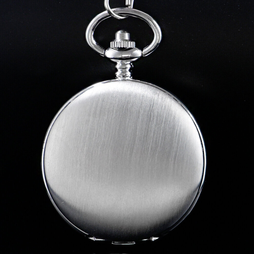 Silver Frosted Silver Vintage Classic Steampunk Skeleton Mechanical Pocket Watch Fob Chain Clock Men's and Women's Gift-image-OPC-PBTJRG7-NEW