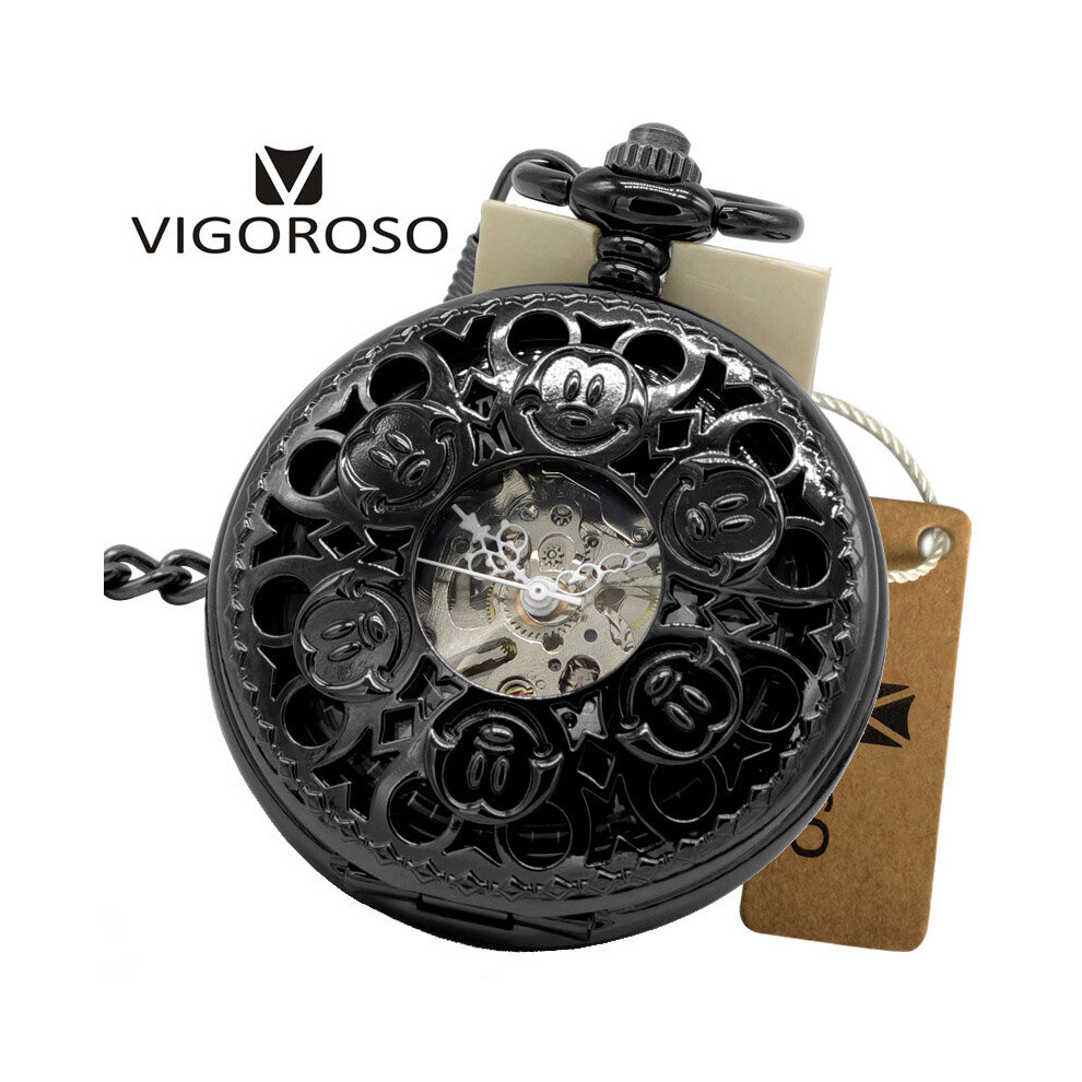 Mechanical Pocket Watch Steampunk Skeleton Bronze Alloy Hand-winding With FOB Chain Clock Pendant Men Women-image-OPC-PBTJRW7-NEW