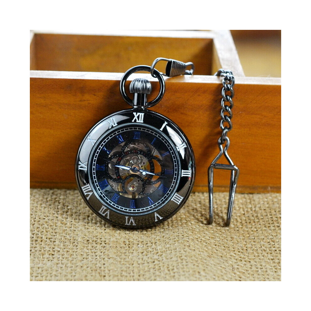 Mechanical Bronze Carving Pocket Watch for Men Women Steampunk Flower Engraved Case Roman Numeral Fob Chain Pendant Clock-image-OPC-PBTJSG7-NEW