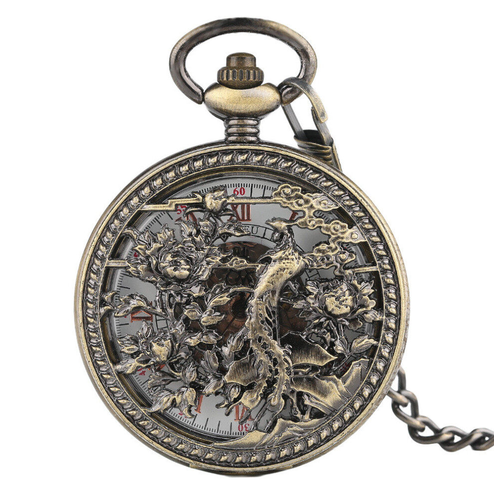 Bronze Hollow Auspicious Animals Automatic Mechanical Pocket Watch Vintage Self Winding Pendant Timepiece-image-OPC-PBTJSNW-NEW