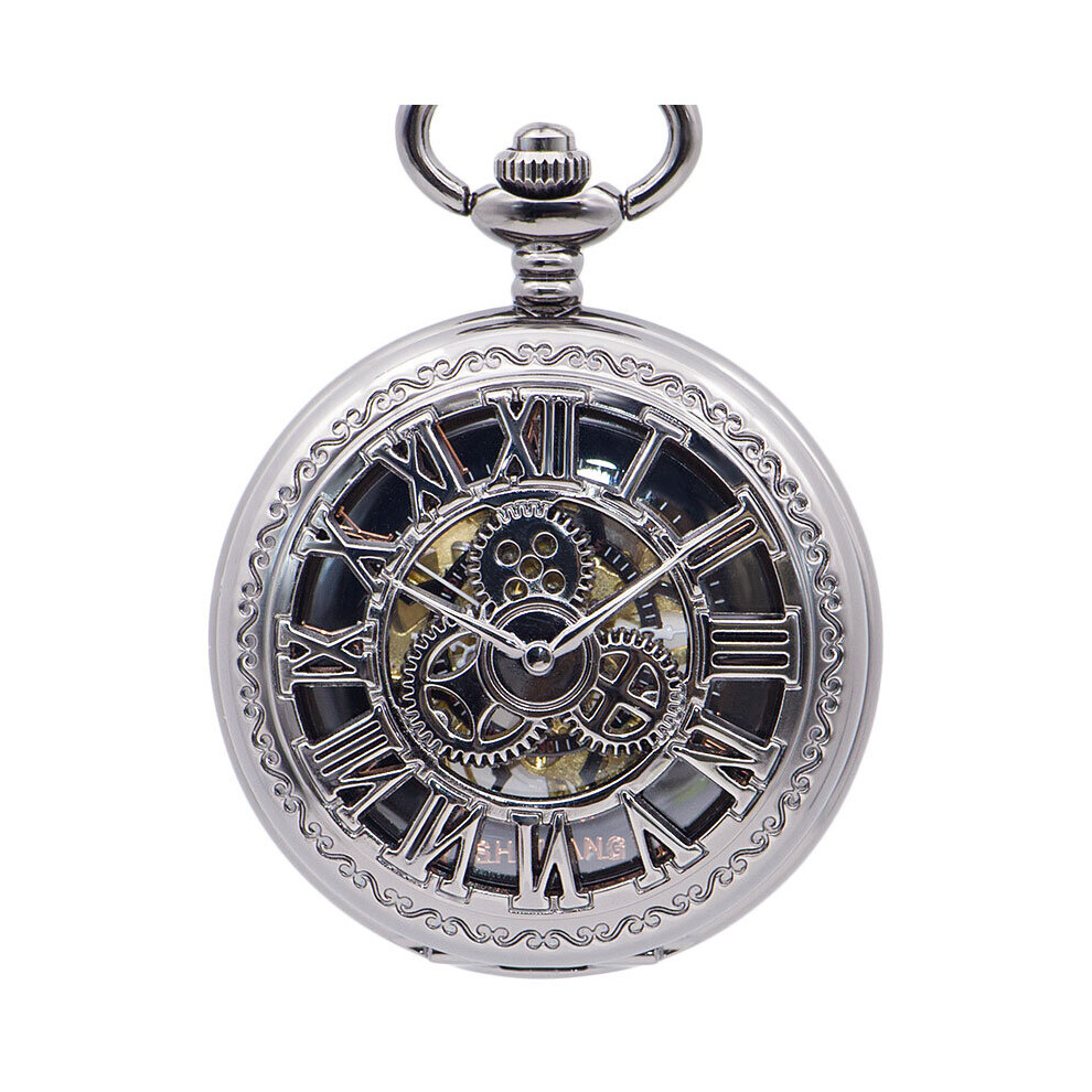 Automatic Mechanical Pocket Watches Skeleton Gear Roman Numbers Case Gift for Men Women PJX1406-image-OPC-PBTJTDC-NEW