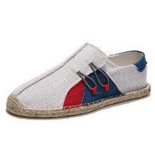 (White Beige-42) Summer Linen Breathable Casual Flats Shoes Mens Espadrilles Loafers Men Canvas Shoes Fisherman Shoe Driving Footwear