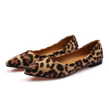 (color 1 Beige-5) Woman Leopard pattern flats soft bottom flock shoes women espadrilles pointed toe ballerina ladies shoes animal prints moccasins