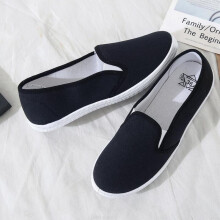 (BLACK-41) Large Size Loafers Canvas Slip On Flat Shoes Woman Sneakers Casual Shoes Ladies Shoes Espadrilles