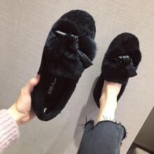 Edamame Loafers Women's Winter Plus Moccasins Cotton Shoes Women's Lazy Espadrilles Furry Shoes Women's Outer Wear