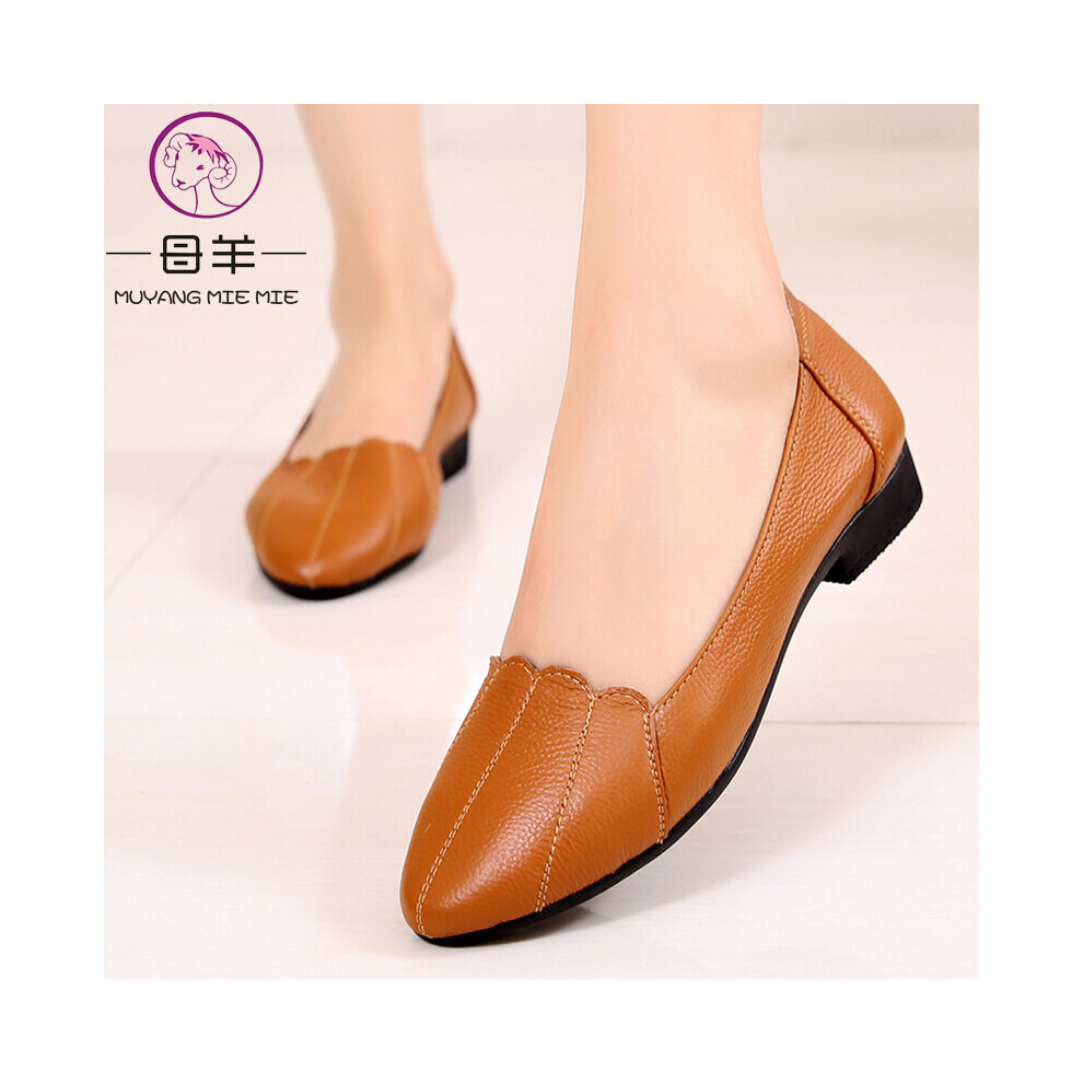 MUYANG MIE MIE Women Shoes Woman Leather Flat Shoes Female Casual Work Ballet Flats Women Flats Larger size ladies shoes on OnBuy