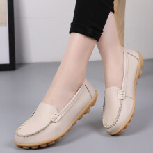 Leather Shoes Woman Soft Boat shoes for Women Flats shoes Big size 35-44 Ladies Loafers Non-Slip Sturdy Sole