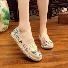 Floral Embroidered Women Soft Canvas Espadrilles Shoes Ladies Breathable Casual Cotton Slip on Loafers Flats