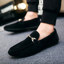(Black-40 7.5) Shoes Men Zapatos De Hombre Slip-On Leather Shoes Casual Male Shoes Adult Red Driving Moccasin Soft Non-slip Loafers