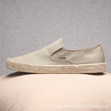 (Kakhi Beige-6) Soft Espadrilles Men Hemp Loafers Slip on Shoes Mens Shoes Casual Male Breathable Canvas Spring Rubber Sneakers Men