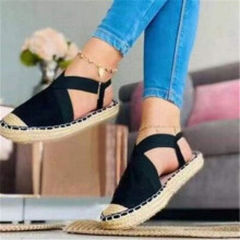 Summer Striped Platform Sandals Wedges Shoes For Women Hemp Rope Bottom Women's Espadrilles High Heels Slip On Canvas Fisherman
