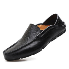 (Black-38) High Men's Leather Shoes Men's Casual Shoes Classic Loafers Flat Wear-Resistant Men's Leather Shoes