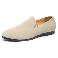 (Beige-39 6.5) men shoes Slip On Loafers Suede Solid Soft Mens Shoes Casual Large Sizes Breathable zapatos hombre