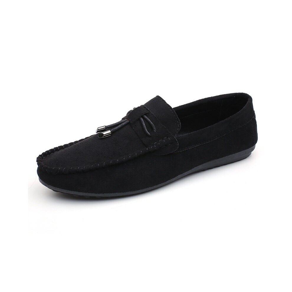 (Black-43) Mens Casual Summer Male Spring Suede Soft Loafers Leisure Moccasins Slip on Men's Driving Shoes Red Lazy Footwear