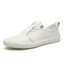 (White-41) Men Sneakers Soft Leather Casual Shoes Flat Sneakers Men's Shoes Men Loafers Men Shoes