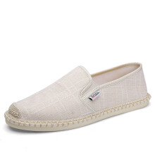 (Beige-6.5) Men Loafers Soft High Spring Canvas Fisherman Shoes Sneakers Men Espadrilles Flats Driving Shoes Men Summer